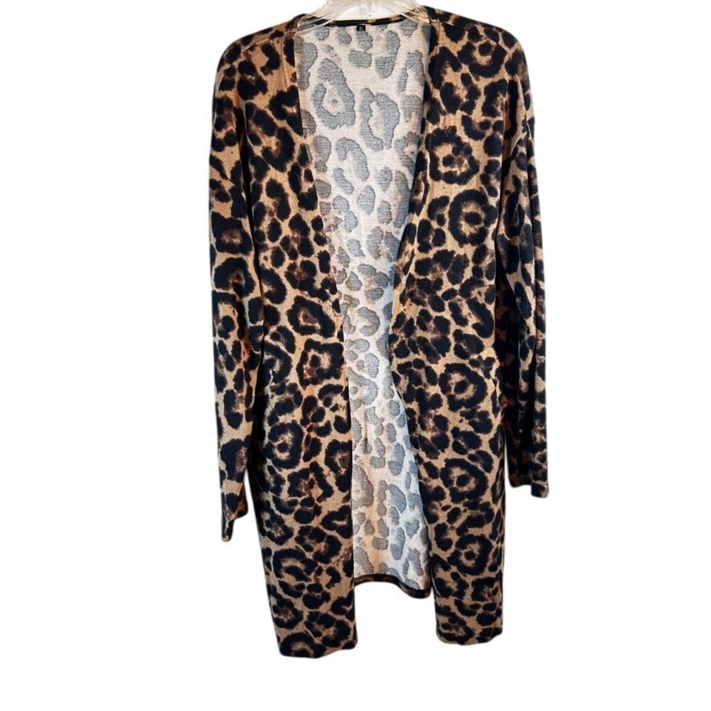 Leopard Print Slouchy Cardigan XL – Cozy Girlcore Vibes, Hidden Pockets